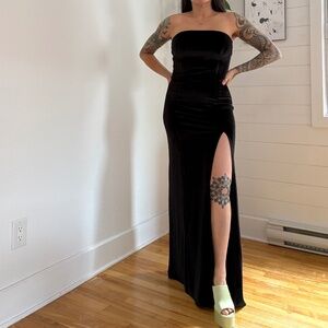 Miscreants Cupid velvet slit maxi dress